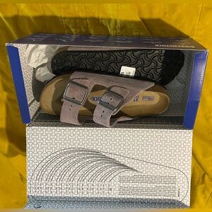 Lavender Arizona Birkenstocks. Classic footbed and buckles.